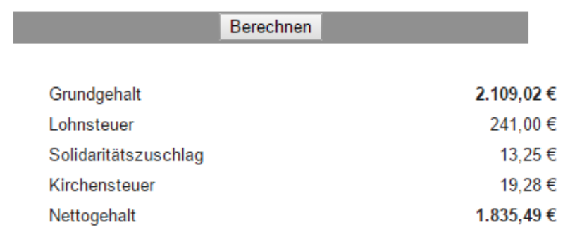 Ergebnisse Gehaltsrechner Beamte